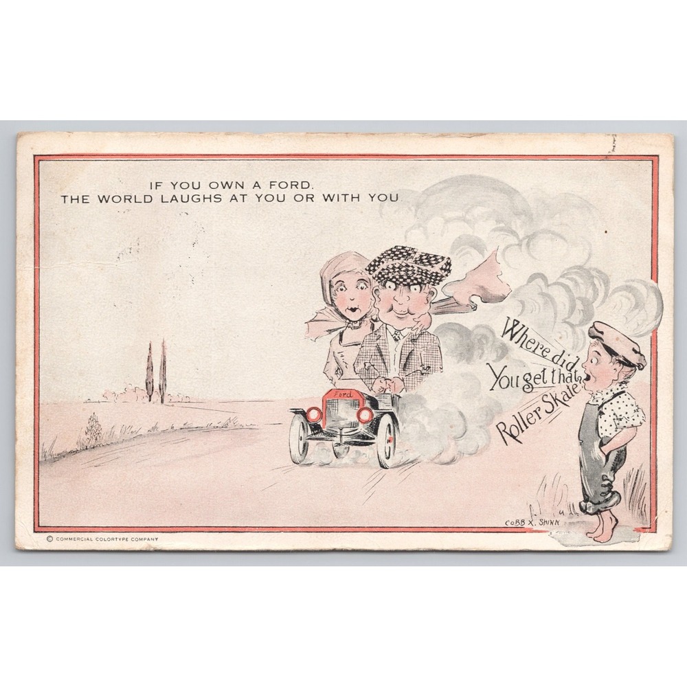 Vintage 1910s Cobb X Spunn Ford Postcard Cartoon Humorous If You Own A Ford